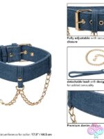 Ride 'Em Premium Denim Collar with Leash – Blue - Image 3