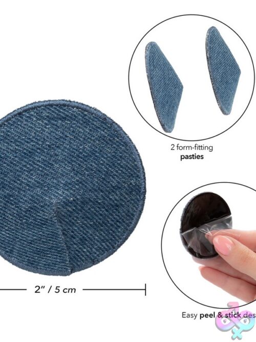 Ride 'Em Premium Denim Round Pasties – Blue - Image 3