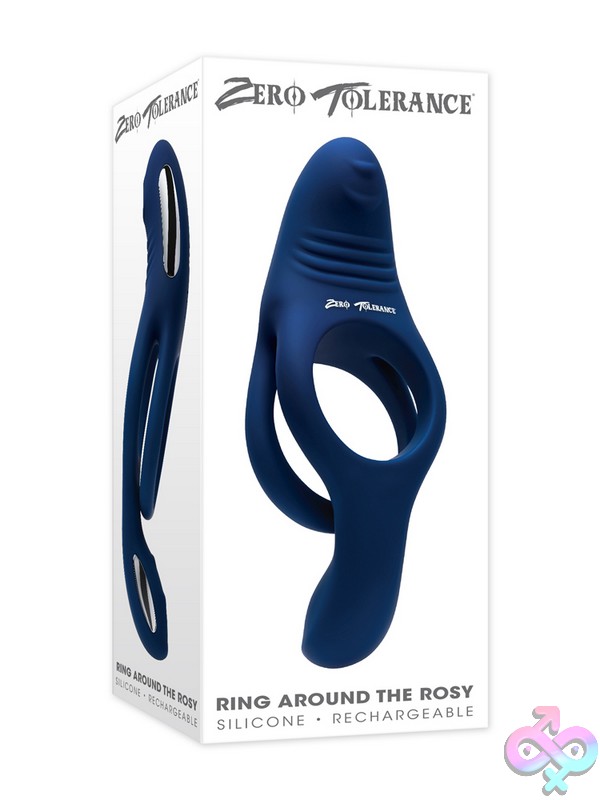 Discreet-Toys-Ring-Around-The-Rosy-Nu-Ze-Rs-3670-2 Stretchy Dual-Motor Vibrating Double C-Ring With Ball Tickler In Blue By Zero Tolerance Toys