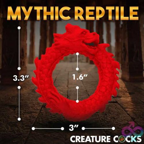 Rise Of The Dragon Silicone Cock Ring - Red - Image 3
