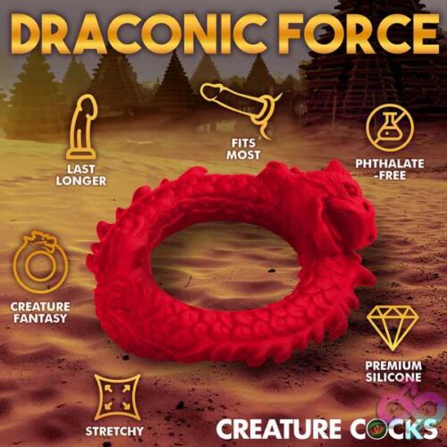 Rise Of The Dragon Silicone Cock Ring - Red - Image 5