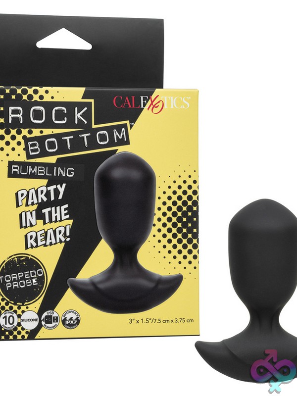 Discreet-Toys-Rock-Bottom-Rumbling-Torpedo-Probe-Nu-Se-0835-60-3 Black Silicone Torpedo-Shaped Vibrating Anal Probe By California Exotic Novelties