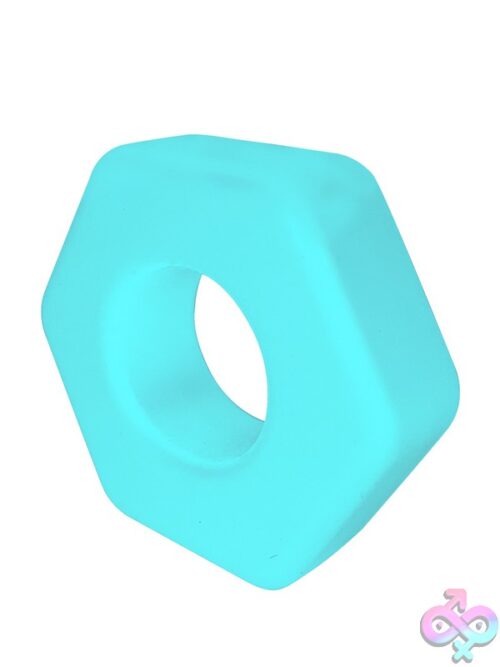 Rock Solid Cog Blue Glow-In-The-Dark Cock Ring - Image 2