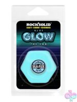Bolt-shaped blue glow-in-the-dark silicone cock ring by Rock Solid
