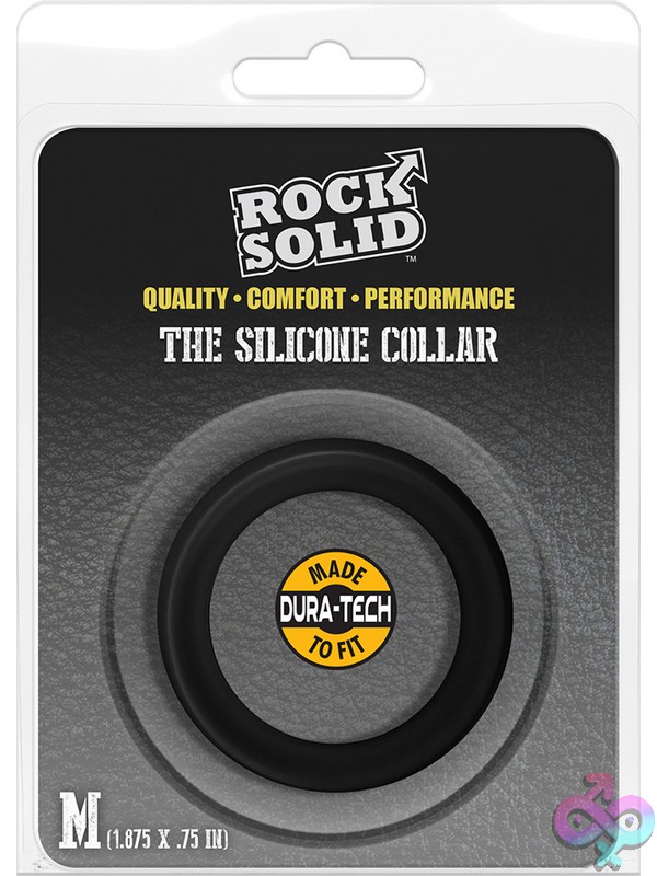 Discreet-Toys-Rock-Solid-Collar-Medium-Black-Nu-Dj3700-52Cd Medium Black Silicone Collar Cock Ring With Flat Wide Surface By Rock Solid