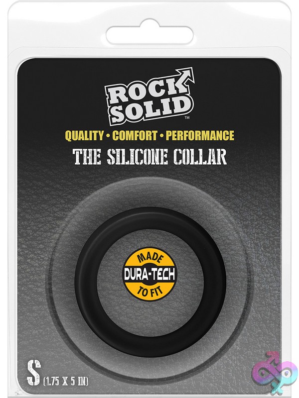Discreet-Toys-Rock-Solid-Collar-Small-Black-Nu-Dj3700-53Cd Small Black Silicone Collar Cock Ring With Flat 0.75-Inch Surface By Rock Solid