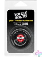 Rock Solid Donut 2X cock ring in black and clear on neutral background