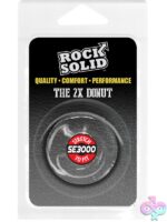 Rock Solid Donut 2X cock ring in black and clear on neutral background