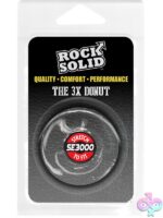 Rock Solid Donut 3X phthalate-free stretch cock ring in black and clear