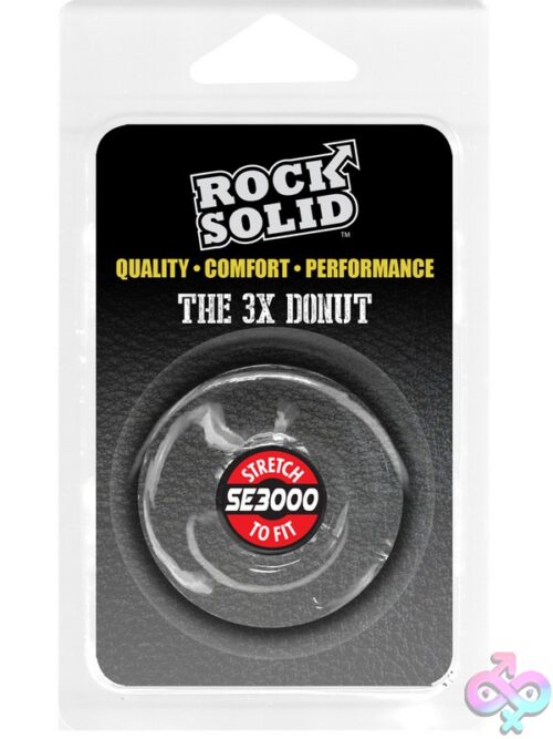 Rock Solid Donut 3X Phthalate-Free Stretch Cock Ring In Black And Clear