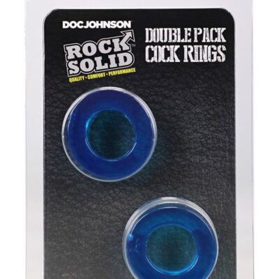 Soft stretchable blue double pack cock rings by Doc Johnson