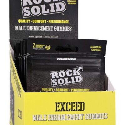 Rock Solid Exceed Male Enhancement Gummies red 12-pack retail display by Doc Johnson