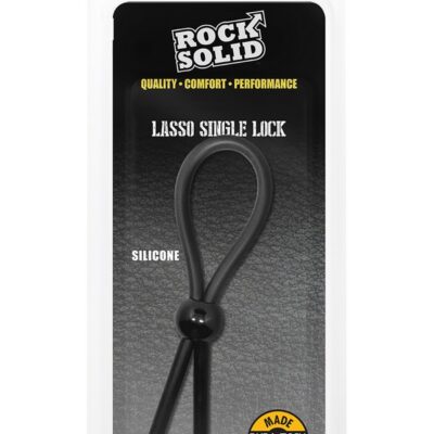 Adjustable black silicone lasso cock ring with Secur-Lok closure by Rock Solid