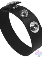 Rock Solid Leather 3-Snap Cock Ring in Black - Image 2
