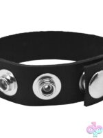 Rock Solid Leather 3-Snap Cock Ring in Black - Image 3