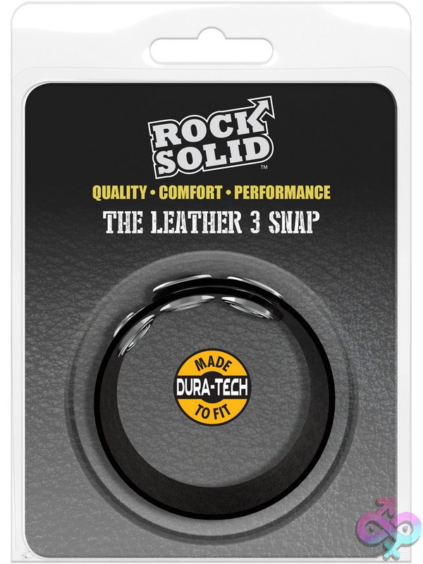 Discreet-Toys-Rock-Solid-Leather-3-Snap-Black-Nu-Dj3700-09Cd Adjustable Black Leather 3-Snap Cock Ring With Nickel Rivets By Rock Solid