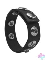 Rock Solid Leather 5-Snap Cock Ring in Black - Image 2