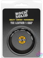 Five-snap adjustable black genuine cowhide cock ring by Rock Solid