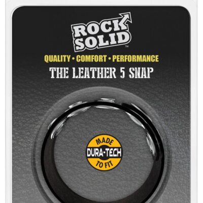 Five-snap adjustable black genuine cowhide cock ring by Rock Solid