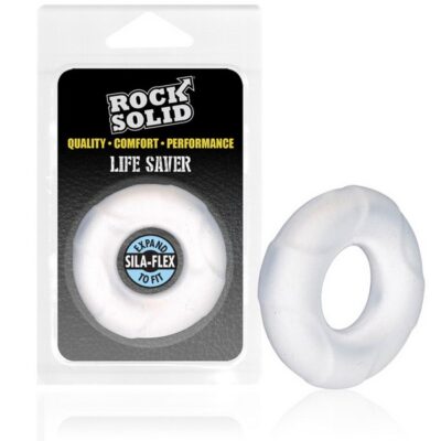 Translucent donut-shaped silicone cock ring in one-size stretch design by Rock Solid