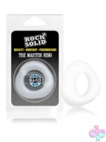 Translucent one-size silicone cock ring by Rock Solid on a neutral background
