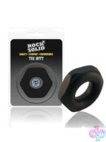 Bold bolt-shaped black silicone cock ring by Rock Solid