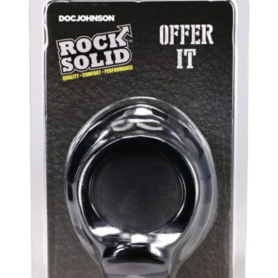 Rock Solid one-size black silicone cock ring by Doc Johnson