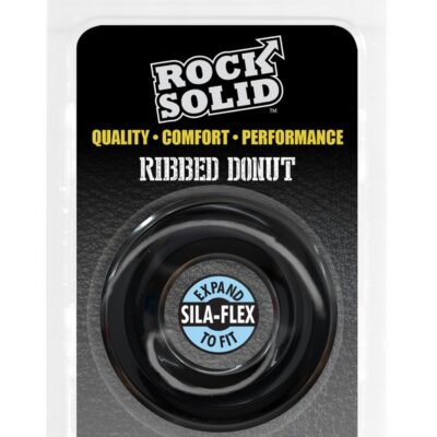 Ribbed donut-style black silicone cock ring by Rock Solid