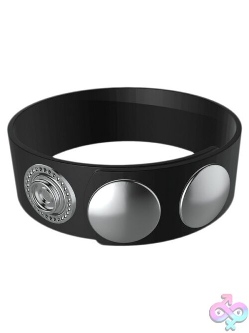 Rock Solid Silicone 3 Snap Cock Ring – Black - Image 2