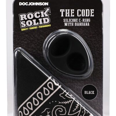 Two-tone black silicone c-ring and 22-inch square bandana set by Rock Solid