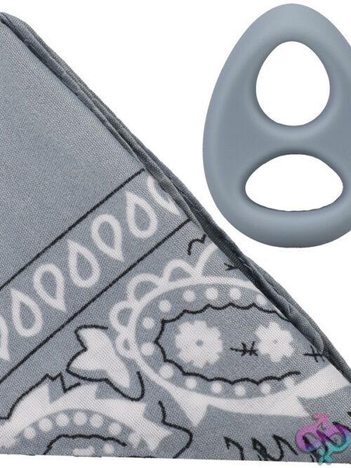 Rock Solid The Code Silicone C-Ring With Bandana – Gray &Amp; Black - Image 2