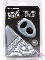 Two-tone gray and black silicone cock ring with matching square bandana by Rock Solid