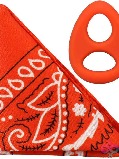 Rock Solid The Code Silicone C-Ring With Bandana – Orange/Black - Image 2