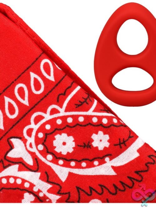 Rock Solid The Code Silicone C-Ring With Bandana – Red &Amp; Black - Image 2