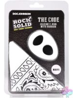 White and black two-tone silicone c-ring with matching square bandana by Rock Solid