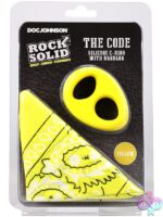 Yellow and black two-tone silicone cock ring with matching square bandana by Rock Solid
