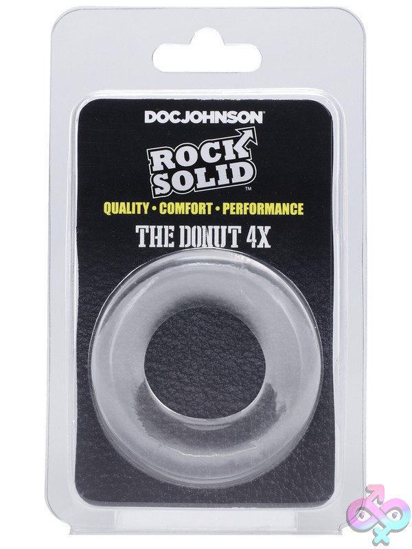 Discreet-Toys-Rock-Solid-The-Donut-4X-C-Ring-Clear-Nu-Dj3701-27Cd Rock Solid Donut 4X Stretchy Tpe Cock Ring In Black And Clear On Neutral Background