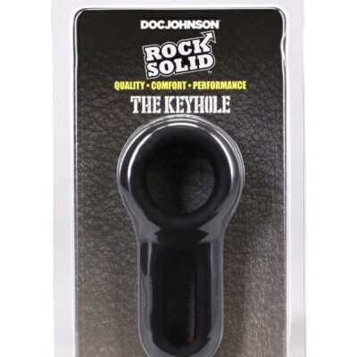 Stretchy black silicone keyhole c-ring one-size by Doc Johnson
