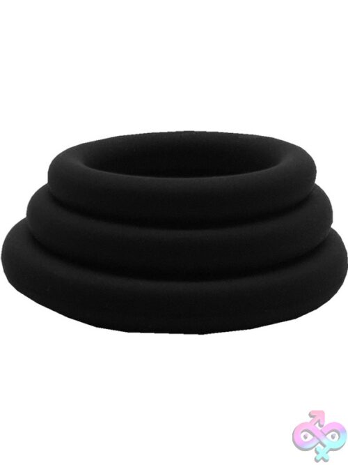 Rock Solid Tri-Pack Gasket Silicone Cock Rings – Black - Image 2
