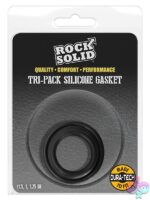 Rock Solid Gasket Tri-Pack graduated silicone cock rings in black by Rock Solid