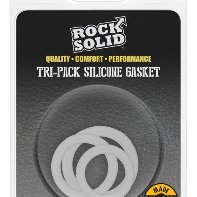 Translucent gray phthalate-free rubber erection ring set in three sizes by Rock Solid