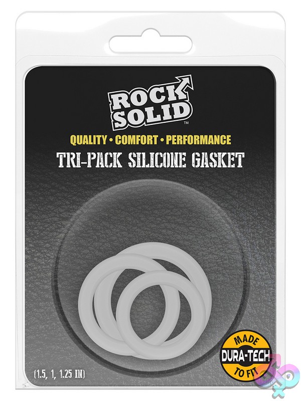 Discreet-Toys-Rock-Solid-Tri-Pack-Gasket-Translucent-Nu-Dj3700-56Cd Translucent Gray Phthalate-Free Rubber Erection Ring Set In Three Sizes By Rock Solid