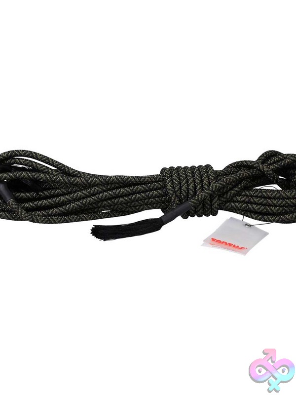 Discreet-Toys-Rope-30-Feet-Olive-Onyx-Nu-Tan-2104-21-Th 30-Foot Olive And Onyx Polyester Bondage Rope With Finished Tassels By Tantus