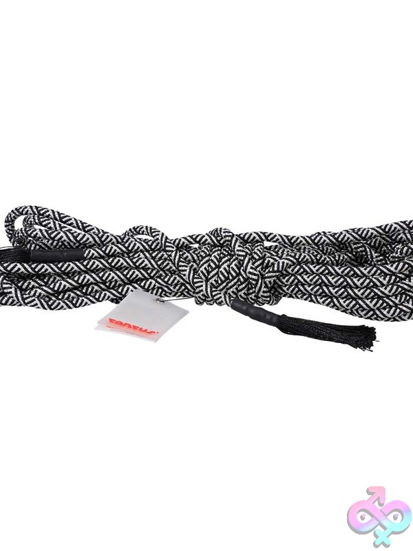Discreet-Toys-Rope-30-Feet-Silver-Onyx-Nu-Tan-2104-20-Th 30-Foot Silver And Onyx 6Mm Polyester Shibari Rope With Tasseled Ends By Tantus