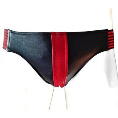 Red sheepskin leather jockstrap with elasticated waistband by Rouge Garments