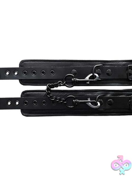 Rouge Leather Ankle Cuffs Black With Black Hardware - Image 2