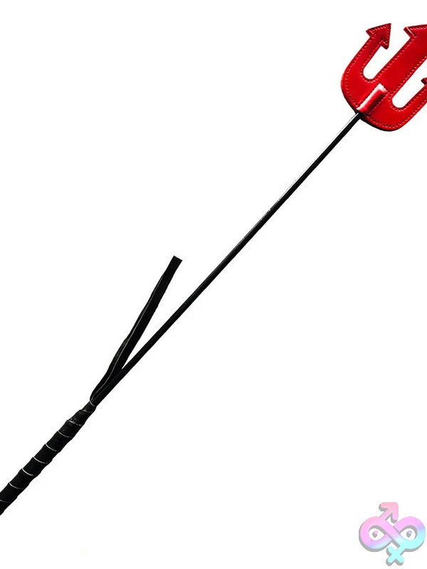 Discreet-Toys-Rouge-Leather-Devil-S-Riding-Crop-Red-Nu-Rdrc1178-Rd Red Genuine Leather Devil'S Riding Crop With Fiberglass Shaft By Rouge Garments