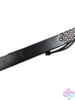 Three strap black leather spanking paddle by Rouge Garments