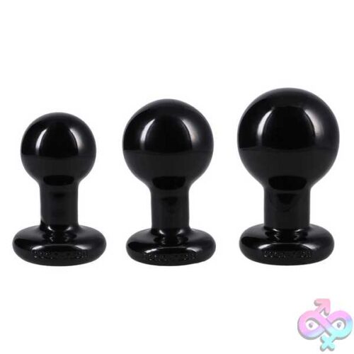 Round Butt Plug 3 Piece Set - Black - Image 3