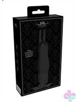 Rechargeable bunny ear bullet vibrator in black medical-grade silicone by Shots Toys